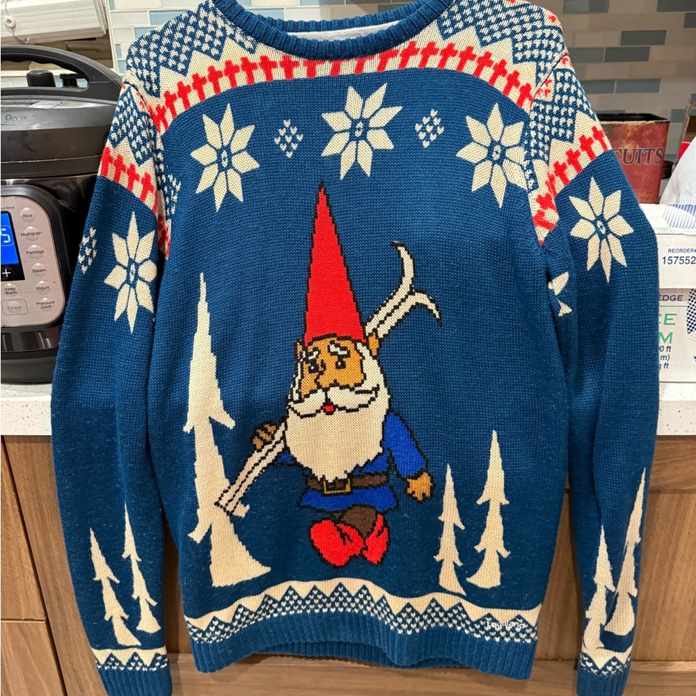 Toddland Men’s Gnome Patterned Blue Sweater
